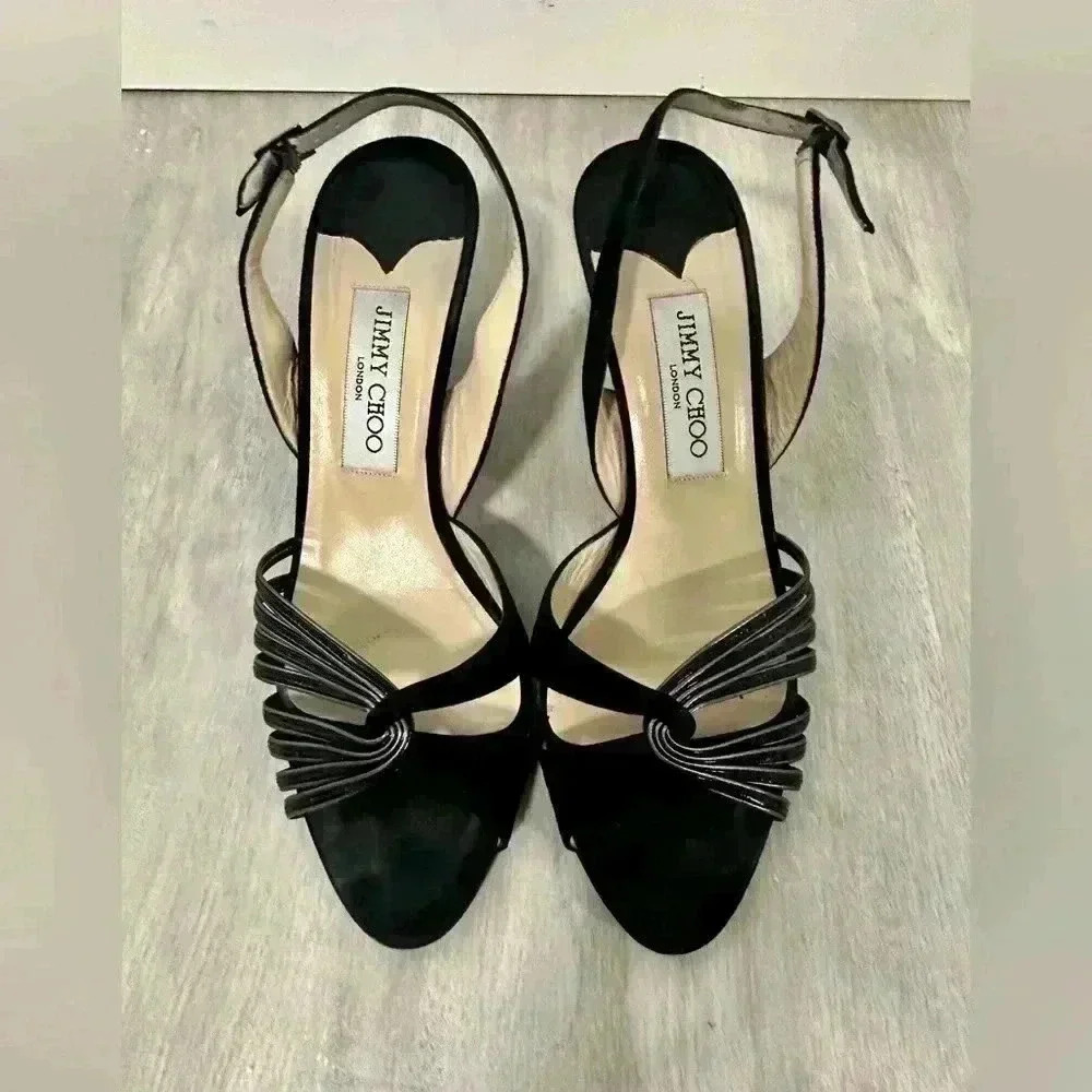 Jimmy Choo Black Knot Front Slingback Heels
